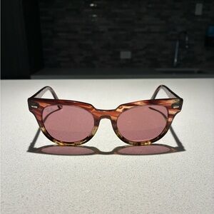 Ray-Ban Brown Frame Sunglasses with Pink Lenses